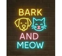 RONGCH Luces de neón Letrero De Neón De Tienda De Mascotas Bark And Meow' Para Peludos, Solo Para Amantes De Las Patas, Bienvenidos A Los Amigos Peludos, Decoración 38cm