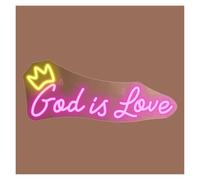 RONGCH Luces de neón Letrero De Neón Dios Es Amor, Decoración Para Bodas, Fiestas De Compromiso, Hogar, Habitación De Niñas, Salón De Belleza, Lámpara De 42X17cm(C)