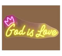 RONGCH Luces de neón Letrero De Neón Dios Es Amor, Decoración Para Bodas, Fiestas De Compromiso, Hogar, Habitación De Niñas, Salón De Belleza, Lámpara De 42X17cm(UN)