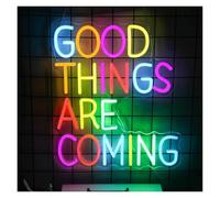 RONGCH Luces de neón Letrero De Neón Good Things Are Coming Con Citas Inspiradoras, Regulable Por USB, Para Dormitorio, Bar, Oficina, Sala De Lectura, Decoración 37.5х32cm
