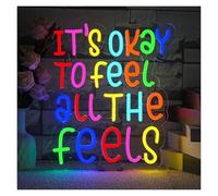 RONGCH Luces de neón Letrero De Neón It's Okey To Feel All The Feels Luz LED Colorida Regulable Para Fiestas Dormitorios, Oficinas, Decoración De Pared Del Hogar 38cmx32.6cm