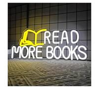 RONGCH Luces de neón Letrero De Neón Leer Más Libros Para Aula, Dormitorio, Librería, Sala De Lectura, Biblioteca 40.8x17.5cm