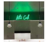RONGCH Luces de neón Letrero De Neón Let's Cook, Alimentado Por USB, Para Decoración De Cocina, De Pared, Luz De Neón Para Decoración Del Hogar 40x16cm(Orange,Blue,Green,Silver,Black)