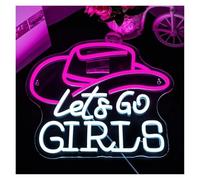 RONGCH Luces de neón Letrero De Neón Let's Go Girls Con USB, Sombrero De Vaquera, Decoración De Pared, Luces Para Fiesta, Dormitorio De Niña, 37x31cm