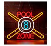 RONGCH Luces de neón Letrero De Neón Pool Zone Con Luz De Billar, Regulable Para Gimnasio, Sala De Billar, Fiesta, Negocio, Decoración De Pared, 38cmx29cm