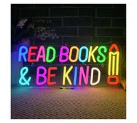RONGCH Luces de neón Letrero De Neón Read Books And Be Kind Con Luz Regulable Para Estudiantes, Aulas, Librerías, Bibliotecas, Museos Y Salas De Estudio 42cmx19cm