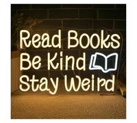 RONGCH Luces de neón Letrero De Neón Read Books Be Kind Stay Weird Para Estudiantes Y Niños Ideal Para Aulas Librerías Bibliotecas Museos Salas De Estudio Decoración 42cmx28cm