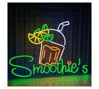 RONGCH Luces de neón Letrero De Neón Smoothie De Gran Tamaño, Ideal Para Escaparates, Postres, Fiestas, Bebidas, Tienda, Abierto, Bienvenido, 50cm