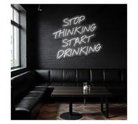 RONGCH Luces de neón Letrero De Neón Stop Thinking Start Drinking Ideal Para Decoración De Pared De Bares, Clubes Y Tiendas, Con Luz Regulable De 51cm(Segundo)