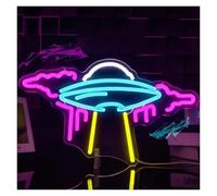 RONGCH Luces de neón Letrero De Neón UFO Nave Espacial Extraterrestre Luz LED Regulable Para Decoración De Pared, Lámpara Para Sala De Juegos Espacial Para Niños, 42cmx24cm