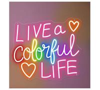 RONGCH Luces de neón Letrero De Neón Vive Una Vida Colorida, Decoración Para El Hogar, Inauguración De La Casa, Fiesta De Bodas 55cm(Segundo)