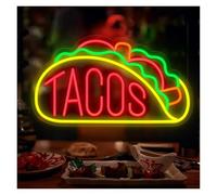 RONGCH Luces de neón Letreros De Neón Para Tacos, Decoración De Pared, Luz Regulable Para Tienda De Tacos, Restaurantes Mexicanos, Decoración De Bares De Comida, 22,8 Cm X 40,6 Cm