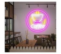RONGCH Luces de neón Letreros De Neón Taza De Café, Alimentación USB, Brillo Ajustable, Luces De Neón Con Logotipo Comercial, Ideales Para Decoración Pared Cafeterías 50cmx50cm(C)