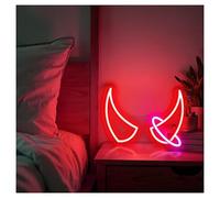 RONGCH Luces de neón Luces De Neón Con Cuernos De Diablo Y Ángel, Brillo Ajustable, Ideales Para Decoración De Pared De Estudio Y Dormitorio, 29cmx38cm(C)