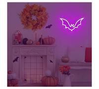 RONGCH Luces de neón Luces De Neón Murciélago Con Alimentación USB, Nocturnas Regulables, Aptas Para Colgar En Puertas, Paredes Y Balcones 25cmx41cm(Púrpura)