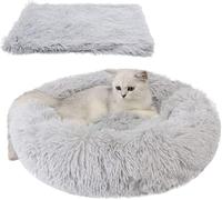 Rongchenghao Cama para perro con alfombrilla, cesta universal para gatos, tapete para sofá para mascotas, lavable a máquina, cama de felpa suave de 50 cm, alfombrilla de 56 x 36 cm, gris claro