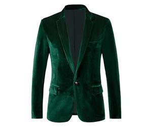RONGKAI Chaqueta de Terciopelo para Hombre, Ajuste Delgado, para Boda, graduación, Cena, Fiesta