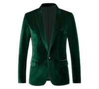 RONGKAI Chaqueta de Terciopelo para Hombre, Ajuste Delgado, para Boda, graduación, Cena, Fiesta, Verde, M