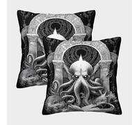 RONGOINL Cthulhu Fundas Cojines Antialérgicas 2 Piezas Funda De Almohada Diseño 3D Funda De Cojín para Sofá 50x50cm