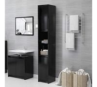 RONGQI Armario de Cuarto de baño, Armario baño Columna, Muebles para baño, Mueble baño Auxiliar, Armario De baño, Mueble De baño, aglomerado Negro 30x30x183,5 cm