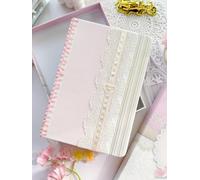 Rongrong Cuaderno A5 Soft Girl Era Journal - 160 g/m² de papel grueso con puntos/cuadrículas, 192 páginas, encaje femenino, color rosa, diario estético con bolsillo, marcador de cinta