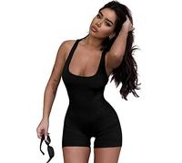Rongseng Mono Mujer Corto Monos Deportivos Sin Mangas con Cuello Cuadrado Sexy Una Pieza Yoga jumpsuit Elastico Ribbed Tank Top Casual Elegante Verano Ropa