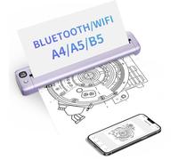 Rongta Impresora portátil inalámbrica para viajes, impresora térmica sin tinta, compatible con Android, iOS y laptop, pequeñas impresoras móviles Bluetooth para escuela, oficina, uso doméstico (morado