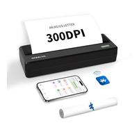 Rongta Impresora portátil sin tinta para viajes, impresora térmica inalámbrica Bluetooth de 300 DPI, compatible con Android, iOS y laptop, soporta 8.5 x 11 pulgadas, carta estadounidense y rollo de