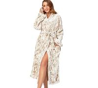RONGTAI Fleece Robes for Women Plush Soft Warm Long Bathrobe with Pockets (Small,Brown Rabbit)