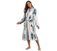 RONGTAI Womens Bathrobe Ladies Fleece Plush Warm Long Robes Fleece Nightgown Sleepwear (Medium, Geometric-green)