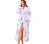 RONGTAI Womens Bathrobe Ladies Fleece Plush Warm Long Robes (Large,Star)