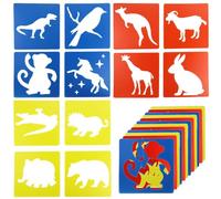 RONGWANGFU Juego de 12 plantillas para niños, plantillas de animales para niños, 20 x 20 cm, plantillas de pintura reutilizables, plantillas para niños de 4 a 8 años para dibujar