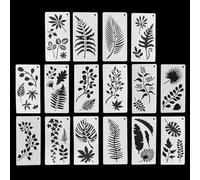RONGWANGFU Juego de 16 plantillas reutilizables para pintura de hojas, plantillas de decoración de pared de madera