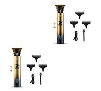rongweiwang 2 Set di Cortadora de cabello eléctrica, recortadora ajustable inalámbrica recargable, pantalla Digital, afeitadora de salón para el hogar, juego de corte de pelo, regalo dorado