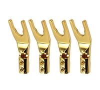 rongweiwang 4X Clip de Cable Conector de Cable Banana Plug Oro Plata Cobre tamaño Compacto de Larga duración Ahorro de Espacio Suministros de Altavoz, Oro