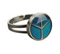 rongweiwang Anillo de estado de ánimo con cambio de color de moda Forma de símbolo de paz ajustable que refleja el cambio de estado de ánimo Regalo de belleza para el dedo