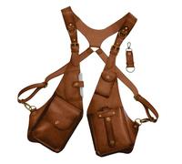 rongweiwang Bolso Multiusos de Cuero PU con Doble Hombro para Cosplay Steampunk y decoración al Aire Libre y Remaches para un Aspecto Moderno. El Bolso Retro para Las Axilas, Caqui, 38 x 14 cm