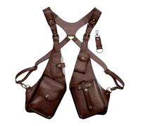 rongweiwang Bolso Multiusos de Cuero PU con Doble Hombro para Cosplay Steampunk y decoración al Aire Libre y Remaches para un Aspecto Moderno. El Bolso Retro para Las Axilas, marrón, 38x14cm