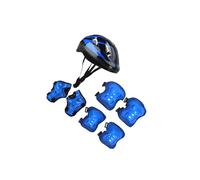 rongweiwang Casco de Patinaje Completo para niños con Rodilleras, Coderas y muñequeras de Seguridad. 1 par Rodilleras. Casco Patinaje. Bicicleta Equilibrio, Azul, 29x20x13cm