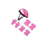rongweiwang Casco de Patinaje Completo para niños con Rodilleras, Coderas y muñequeras de Seguridad. 1 par Rodilleras. Casco Patinaje. Bicicleta Equilibrio, Rosa, 29x20x13cm