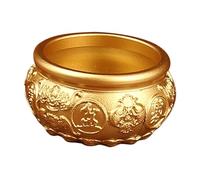 rongweiwang Cuenca del Tesoro de latón de Fina Mano de Obra Que Completa la decoración de con un carácter único. Cuenco del Tesoro, decoración Feng Shui, Adorno de Escritorio, Oro, S