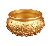 rongweiwang Cuenca del Tesoro de latón de Fina Mano de Obra Que Completa la decoración de con un carácter único. Cuenco del Tesoro, decoración Feng Shui, Adorno de Escritorio, Oro, L