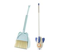 rongweiwang Juego de herramientas de entrenamiento básico para niños Juego escoba y recogedor compacto y ligero Herramienta entrenamiento básica para que los niños simulen limpiar Escoba y recogedor