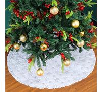 RongXuan Árbol de Navidad Falda Felpa Redonda Manta de Árbol de Navidad con Lentejuelas Copo de Nieve Soporte de Árbol de Navidad Alfombra Manta de árbol de 35