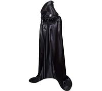 RongXuan Capa de Halloween para adulto, capa negra con capucha, larga de satén, capa con capucha, disfraz para Halloween, carnaval, vampiro