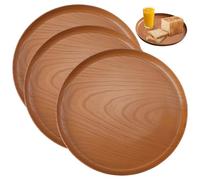 Rongxze 3 bandejas redondas grandes, para fiestas, bares, cafeterías, hogares, restaurantes, camareros, 31 cm, material PP (marrón), repetibles