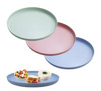 Rongxze 3 Piezas Bandeja Redonda, 30.5cmx2.5cm Bandeja de Gastro, Bendeja Camarero Grande para Bares, Restaurantes, Feuniones Familiares y Fiestas (Rosa, Azul, Verde)