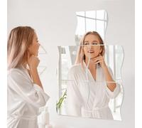 Rongxze 5 Piezas Espejos Adhesivo de Pared, Sin Vidrio Espejo Acrílico Adhesivo HD, Flexibles Espejos de Pared Grandes para Dormitorio Baño Sala de Estar Armario Puerta Decoración de Hogar, 28 x 27cm