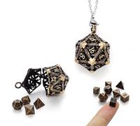 Rongxze 7 Piezas DND Dados Set, DND Dice Set, Desmontable Dados Poliedricos para Dungeon y Dragons Dados Poliédrico y de rol MTG RPG DND D4 D6 D8 D10 D12 D20 (Bronce Antiguo)