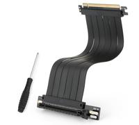 RongZy 200mm PCI-E 4.0 X16 Riser Cable para Graphics,Tarjeta de Sonido/Grabación/Red/Expansión PCI-E 4.0 16X Cable de Extensión Doble ángulo Recto Cable